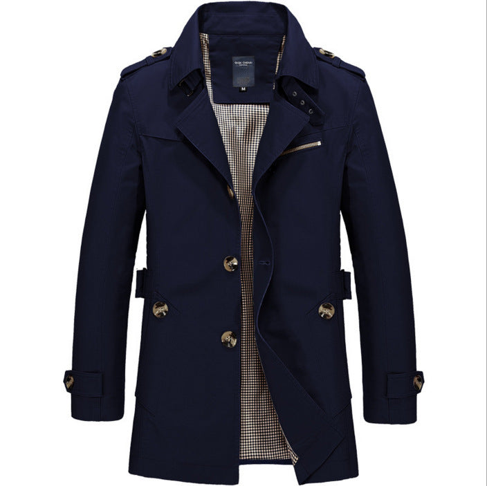 Men's Mid-Length Cotton Washed Plus Size Jacket